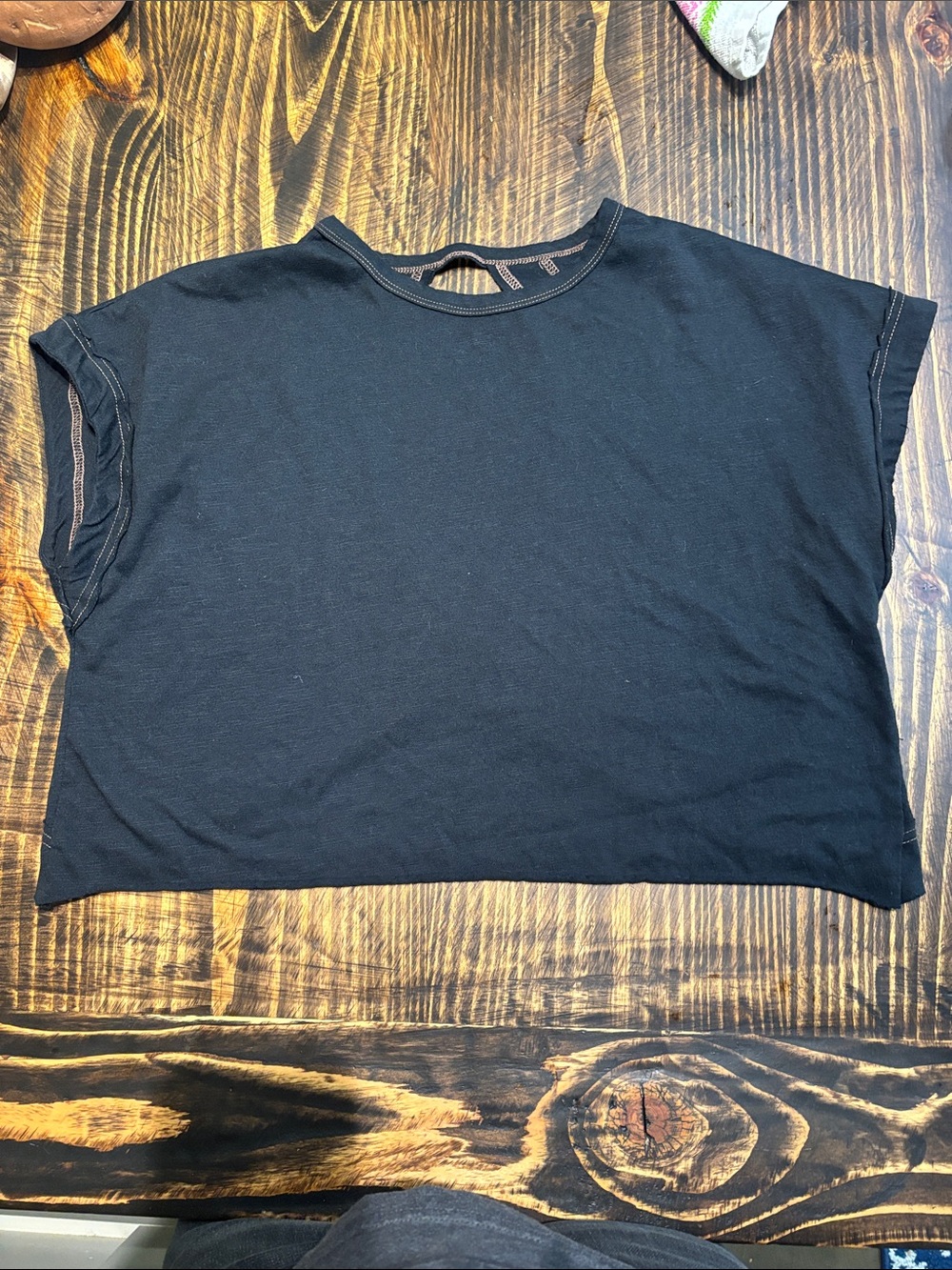Black Boxy Crop Top - Women's Casual Crewneck